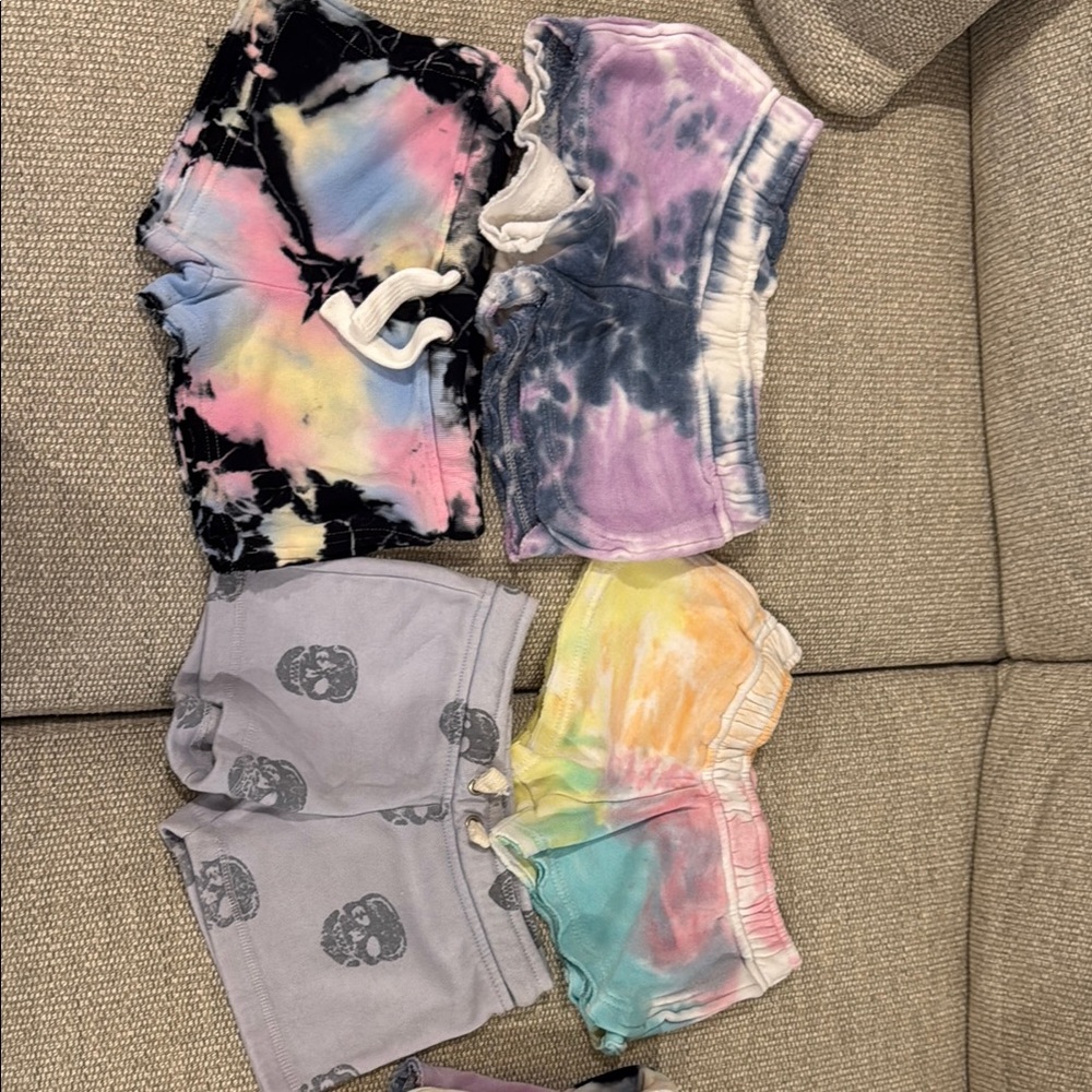 Vintage Havana Tie-Dye and Skull Print Kids Shorts Set